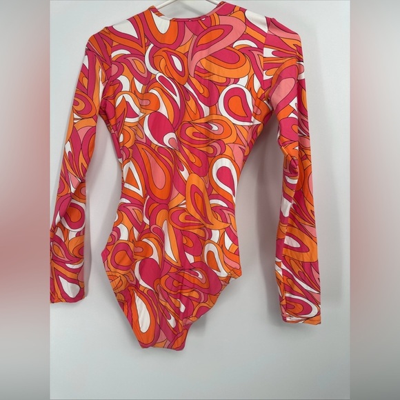 Michael Kors Swimsuit Sz 8 Pink Multi Surf Paddle Rash Guard NWOT - Picture 4 of 4